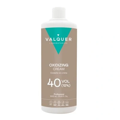 Afbeelding van Valquer Profesional Zuurstofhoudende crème gestabiliseerd, 40 banden (12%). Permanente haarkleuring toepassing kapper veganistische formule 1000 ml