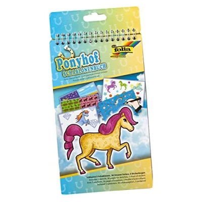Afbeelding van folia 41101 sjablonenboek Ponyhof, blok met 36 schildersjablonen, 5 sjablonen en 3 stickervellen, ideaal voor meisjes