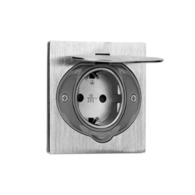 Afbeelding van ORNO inbouw stopcontact RVS IP44