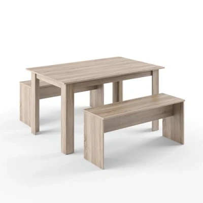 Afbeelding van Vicco Eettafel set &quot;Sentio&quot;, Sonoma, 90 x 140 cm met 2 banken