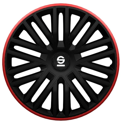 Afbeelding van Sparco 4 Delige Wieldoppenset Bergamo 15 inch zwart/rood