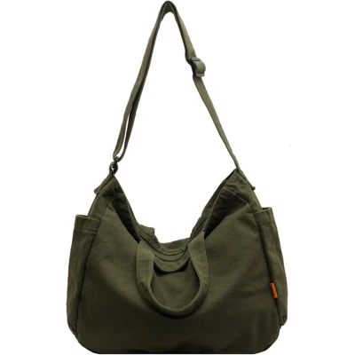 Afbeelding van Tijdloze Unisex Canvas Schoudertas voor Dagelijks Gebruik, Werk en Reizen, Groen, Retro