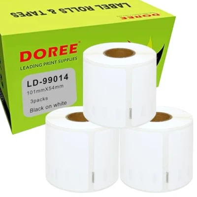Afbeelding van 3 x DOREE 99014 S0722430 54 mm 101 adresetiketten (220 etiketten per rol) Compatibel voor Dymo LabelWriter 4XL 450 400 330 320 310 (3 stuks)