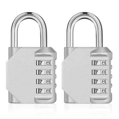 Afbeelding van ZHEGE code hangslot voor kluisje, hangslot, 4 cijferige sportschool, garderobe, college, schoolkast, escape game, buiten, tuinschuur (2 stuks, zilver)
