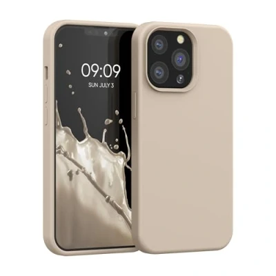 Afbeelding van kwmobile telefoonhoesje geschikt voor Apple iPhone 13 Pro Hoesje met siliconen coating Smartphone case in crème