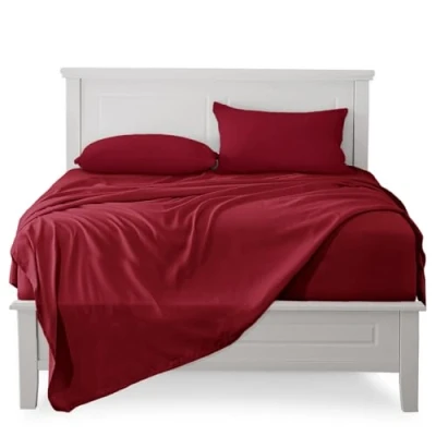Afbeelding van FARFALLAROSSA Beddengoedset voor eenpersoonsbed van 100% katoen, hoeslaken 90 x 200 cm, laken 160 280 1 kussensloop 50 80 bordeaux