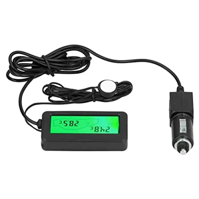 Afbeelding van Tissting Digitale led thermometer, DC 12 V, auto, mini elektronisch, temperatuurmeter, binnen en buitenaccessoires, meetinstrument (groen)