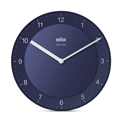 Afbeelding van BRAUN Funkwanduhr/Design Objekt/Design Klassiker/präzises Funkuhrwerk/einfach abzulesendes Zifferblatt/mattes Gehäuse/Durchmesser 20 cm/Farbe: Blau/Modell BC06BL DCF