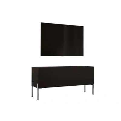 Afbeelding van 3E 3xE living.com TV kast in mat zwart met poten chroom, A: B: 100 cm, H: 52 D: 32 cm