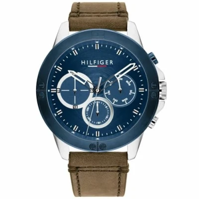 Afbeelding van Tommy Hilfiger Herenhorloge Met meerdere wijzerplaat, kwarts, bruin, Eén maat, bandjes