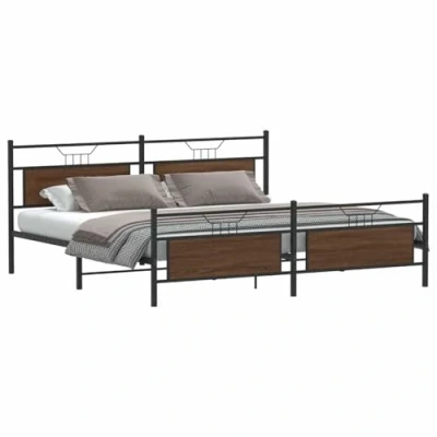 Afbeelding van vidaXL Bedframe zonder matras metaal bruin eikenkleurig 200x200 cm