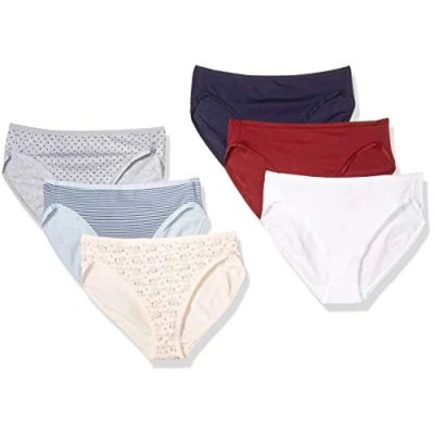 Afbeelding van Amazon Essentials Women&#039;s Katoenen hoge onderbroek met pijpen (verkrijgbaar in grote maten), Pack of 6, Coole kleuren/Warm, 44