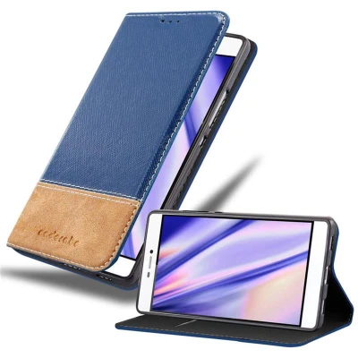 Afbeelding van Cadorabo Hoesje geschikt voor Huawei P8 in DONKERBLAUW BRUIN Beschermhoes met magnetische sluiting, standfunctie en kaartvakje Book Case Cover Etui