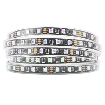 Afbeelding van BTF LIGHTING WS2811 RGB adresseerbare droom kleur LED strip 5 m 60 LEDs/m 20 pixels/m 300 LEDs 100 pixels IP67 spatwaterdicht zwart PCB flexibel DC12V looplicht effect voor thuisdecoratie