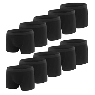 Afbeelding van L&amp;K II Boxershorts voor jongens, katoen, kinderonderbroek, verpakking van 10 stuks, 1604, stuks zwart, 170/176 cm
