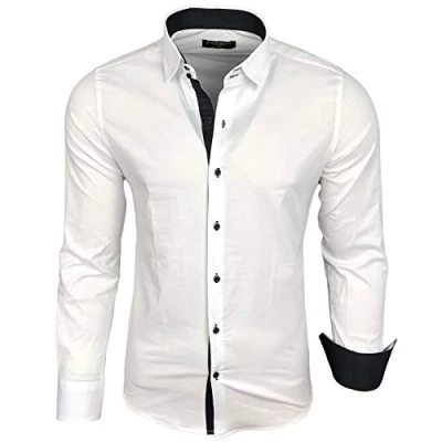 Afbeelding van Baxboy B 500 herenoverhemd met lange mouwen, zakelijk, vrije tijd, bruiloft, gemakkelijk te strijken, slimfit, kentkraag, geschikt om dragen bij pak, turquoise, M