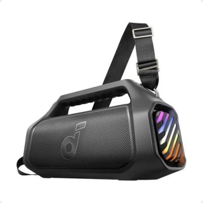 Afbeelding van soundcore Anker Boom 2 Plus Buitenluidspreker, bluetooth, 140 W, 2+2 kanalen, BassUp 2.0, 20 uur, snel opladen, IPX7 waterdicht, RGB verlichting, USB C, powerbank, voor kamperen, strand, tuin Zwart