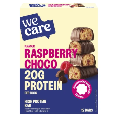 Afbeelding van WeCare High protein Bars Choco Raspberry 372 gr
