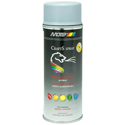 Afbeelding van CRAFTS primer grijs Motip acryl spray verf 400 ml blik (grondspray grijs)