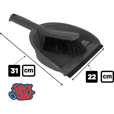 Afbeelding van Synx Tools Stoffer en blik Grijs &amp; kunststof veger Dustpan Brush Kun