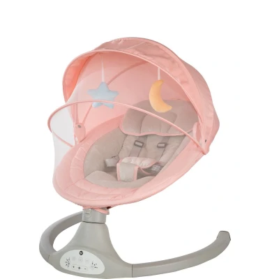 Afbeelding van Bebies First Babyswing Relax Met Kap &amp; Speelboog Roze