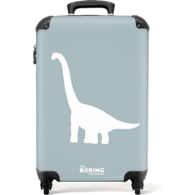 Afbeelding van NoBoringSuitcases.com® Kinderkoffer jongen Kindertrolley jongens Blauw met Brachiosaurus dino Handbagage koffer lichtgewicht Reiskoffer trolley kinderen Koffertje Rolkoffer wieltjes Past binnen 55x40x20 en 55x35x25