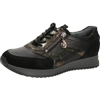 Afbeelding van Waldläufer Hvicky Sneakers laag, Dames, Maat: 37, Schwarz anthrazit Leer