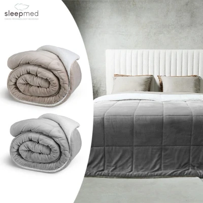 Afbeelding van SleepMed 2 zijdige luxe sherpa deken Taupe 200 x cm