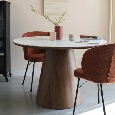Afbeelding van Puur Almira eettafel rond walnoot Hout