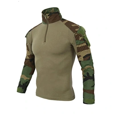 Afbeelding van LiliChan T shirt, tactisch, militair, voor heren, met lange mouwen, outdoorshirt, gevechtsshirt, ritssluiting, Jungle, XL