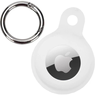 Afbeelding van Hoesje Geschikt voor Apple AirTag Sleutelhanger Houder Siliconen Hoes Wit