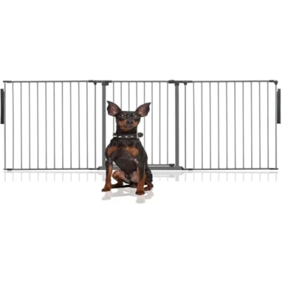 Afbeelding van Bettacare Premium Flexibele Dierenbarrière met Meerdere Panelen, Tot 226cm Breed, Grijs, 70cm Hoog, Hondenbarrière voor Huisdieren Honden en Puppys