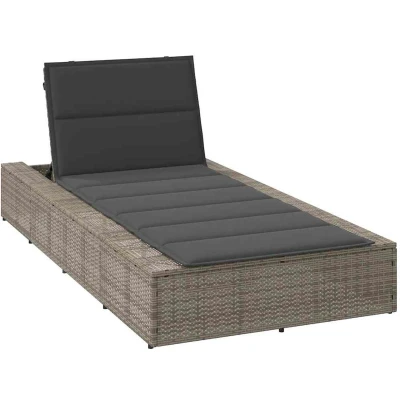 Afbeelding van vidaXL Ligbed met zwevend kussen poly rattan grijs