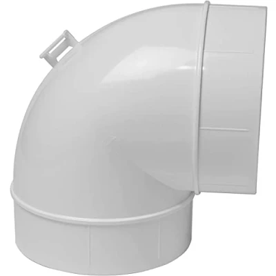 Afbeelding van Vent Systems 100 mm / 4&quot; inch witte kunststof 90 graden elleboog bocht buisconnector voor flexibele of rechte buis, ronde scharnierbuis, ventilatieslang, ABS kunststof, pvc kanaal