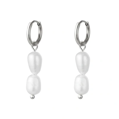Afbeelding van Oorbellen Dubbele Parels Yehwang One size Zilver