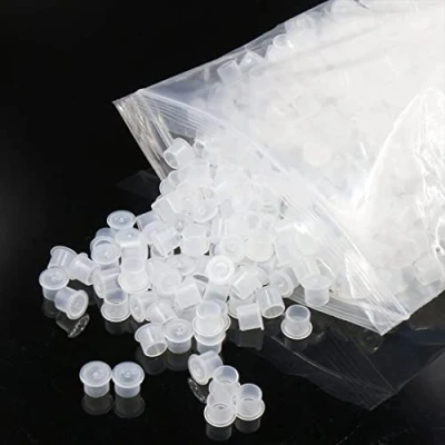 Afbeelding van YATEICBC 100 stuks tattoo inktbekers, inkstercups, wegwerptattoo verfdoppen, kunststof verfcontainers, kleine inktpigmentcups, plastic pigmenttattoo cups, inkt pigmentcontainers