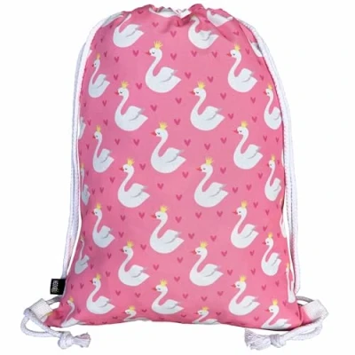 Afbeelding van HECKBO Zwaan gymtas voor kinderen, 40 x 32 cm, sportkleding, drinkfles, kleuterschool, school, stoffen tas, rugzak, sportrugzak, sporttas jongens en meisjes, Zwaan., 40cm 32cm
