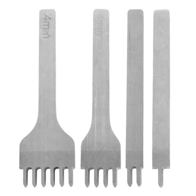 Afbeelding van SENRISE Lederen Craft Tools 4 STKS 1/2/4/6 Prong Gat Ponsen Tool DIY Stikken Kit Diamond Lacing Beitel Set (4 mm)