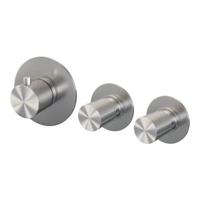 Afbeelding van Brauer Brushed carving inbouwthermostaat inbouwdeel 3 knoppen PVD geborsteld RVS