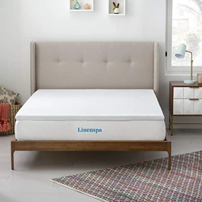 Afbeelding van Linenspa Matrastopper, 150 x 190 cm, 5 cm hoog, matrastopper met gel traagschuim en wasbare overtrek ritssluiting, Öko Tex, wit