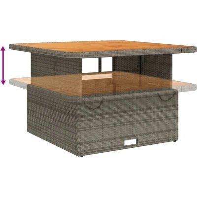 Afbeelding van Tuintafel 110x110x71 cm poly rattan en acaciahout grijs