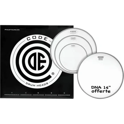 Afbeelding van Code Drum Heads TPDNACLRF DNA Fusion Pack 10 12 14 inch clear tomvellen + coated snaredrumvel