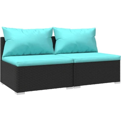 Afbeelding van vidaXL 2 delige Loungeset met kussens poly rattan zwart