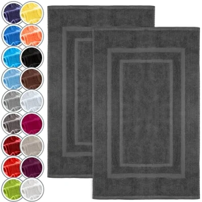 Afbeelding van NatureMark badmat, verpakking van 2 stuks, premiumkwaliteit, 100% katoen, 50 x 80 cm, douchemat, dubbele verpakking, kleur: antracietgrijs
