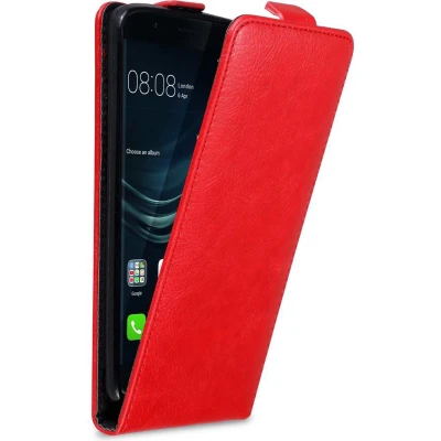 Afbeelding van Cadorabo Hoesje geschikt voor Huawei P9 PLUS in APPEL ROOD Beschermhoes Flip Case Cover magnetische sluiting