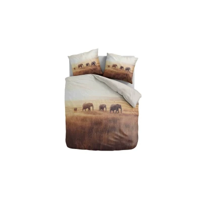 Afbeelding van 100% Microvezel dekbedovertrekset Terra Plains Elephant 200x200/220 + 2*60x70 cm