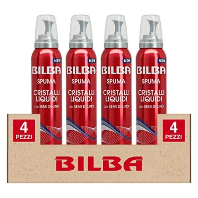 Afbeelding van 4 x Bilba vloeibare kristallen met lijnzaad, extra sterke grip, volume en definieert het haar, flessen van 200 ml
