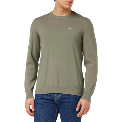 Afbeelding van Levi&#039;s heren Fijngebreide pullover met logoborduring in de kleur Olijfgroen, maat: S