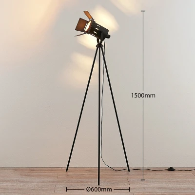 Afbeelding van Lindby Tripod vloerlamp Devon in zwart