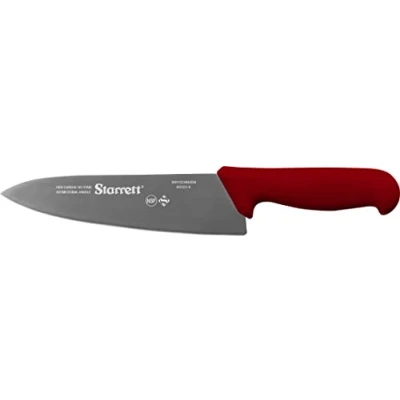 Afbeelding van Starrett Professioneel koksmes BKR301 8 breed driehoekig 8&#039; (200mm) ultrascherp keukenmes met langdurig mes rood handvat roestvrij staal hakken kookmes